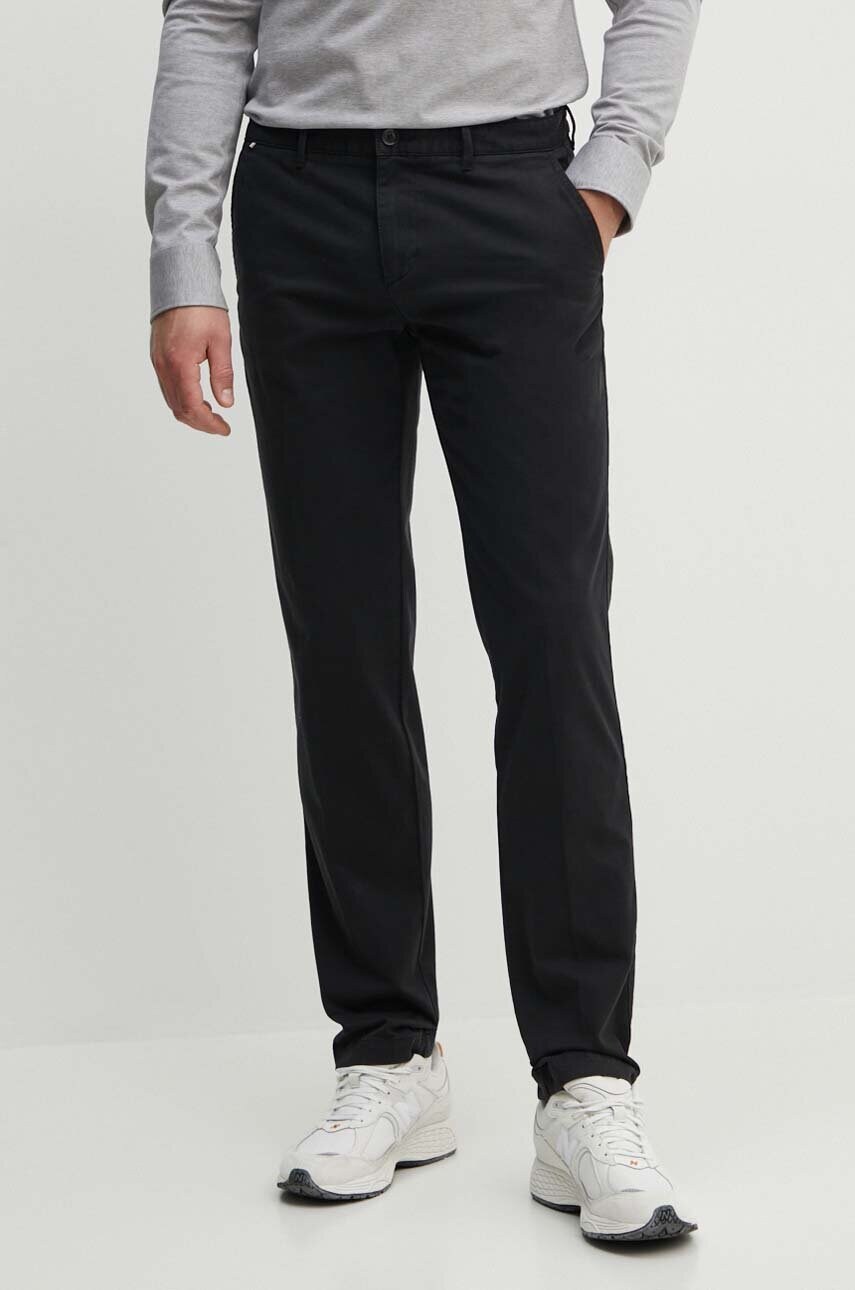 BOSS pantaloni barbati, culoarea negru, drept, 50487976