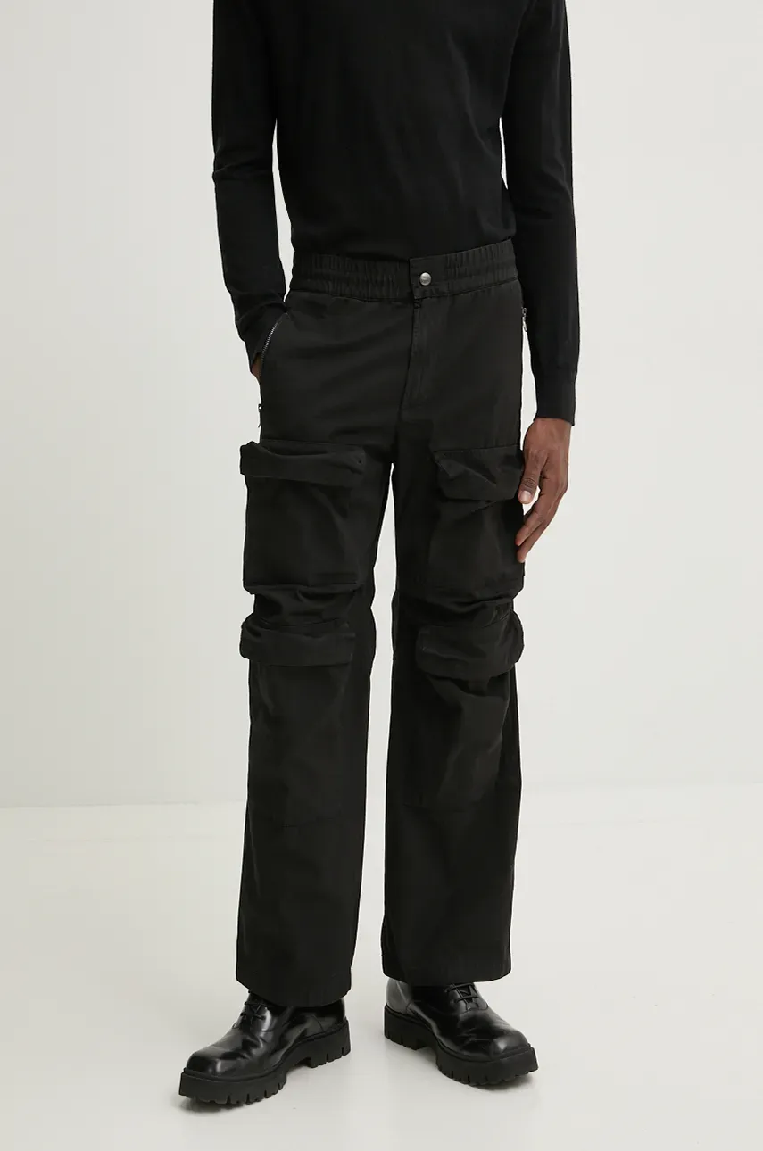 Diesel pantaloni de bumbac P-DANZEL culoarea negru, cu fitcargo, A14759.0SKAE