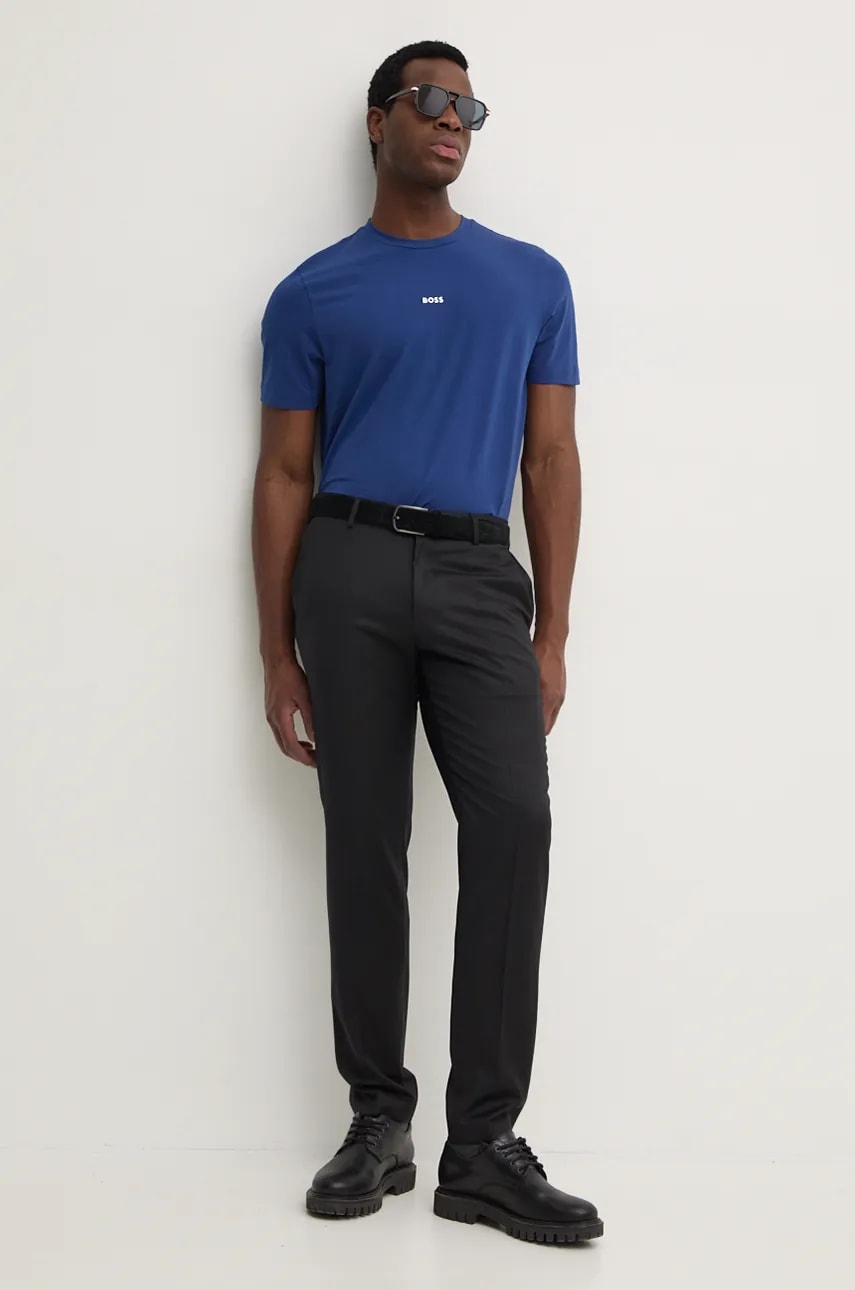 Шерстяные брюки BOSS цвет чёрный облегающее 50469174 Шерстяные брюки BOSS цвет чёрный облегающее 50469174