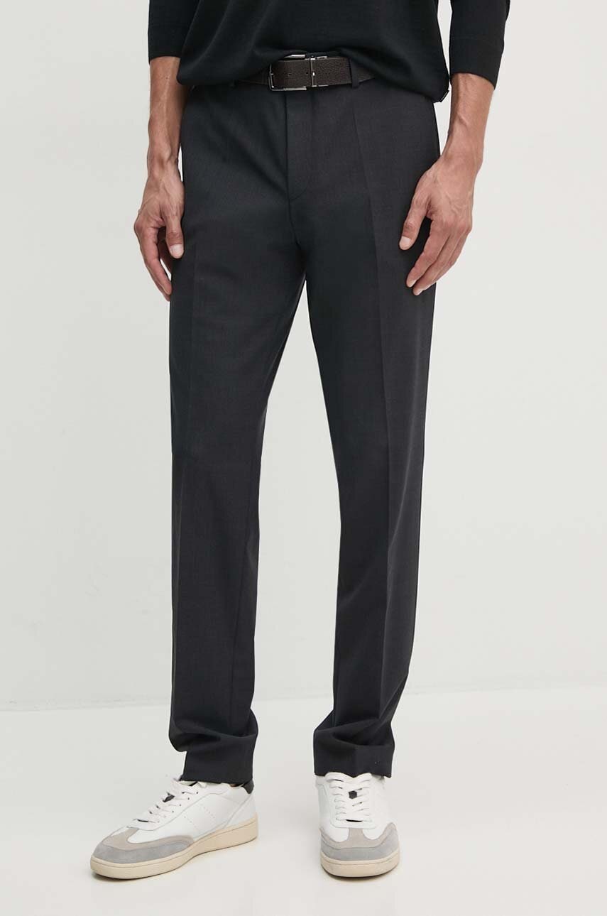 BOSS pantaloni de lana culoarea gri, mulata, 50480009 BOSS pantaloni de lana culoarea gri, mulata, 50480009