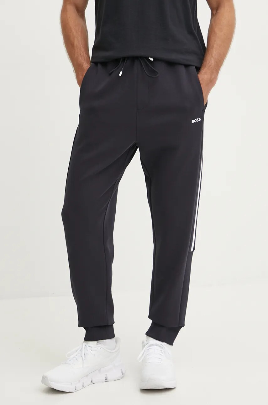 Boss Green pantaloni de trening culoarea albastru marin, cu imprimeu, 50511517