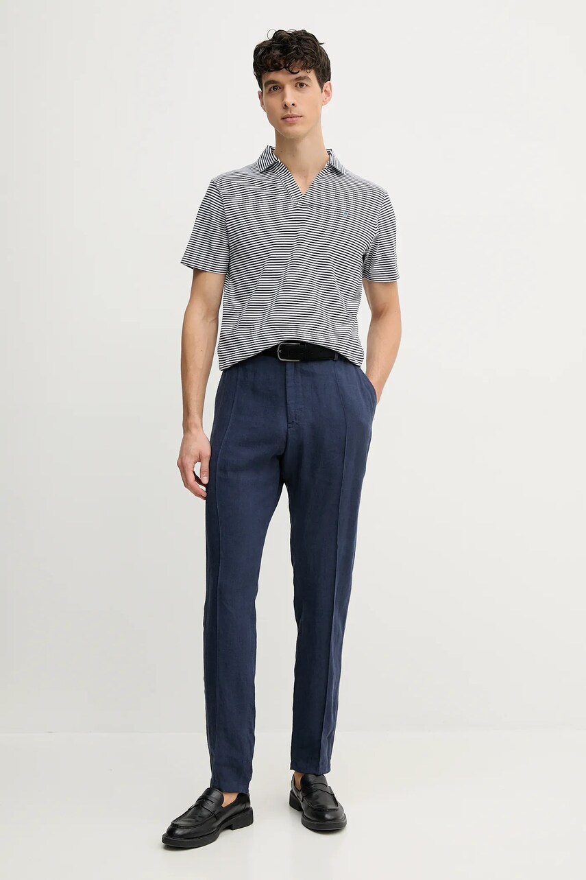 Льняные брюки Emporio Armani мужские цвет синий облегающие 01P590 01448 Льняные брюки Emporio Armani мужские цвет синий облегающие 01P590 01448