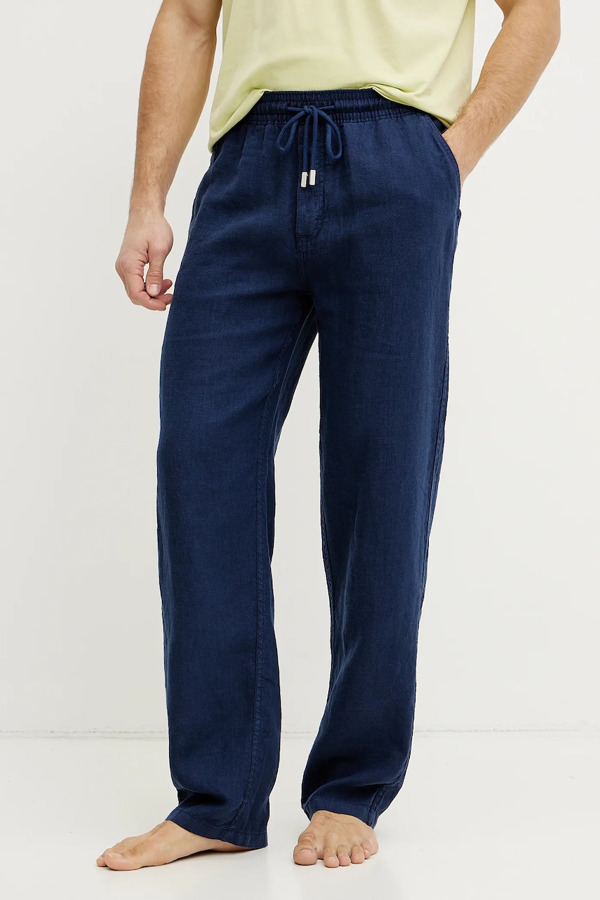Vilebrequin pantaloni din in PACHA barbati, culoarea albastru marin, drept, PACP613P