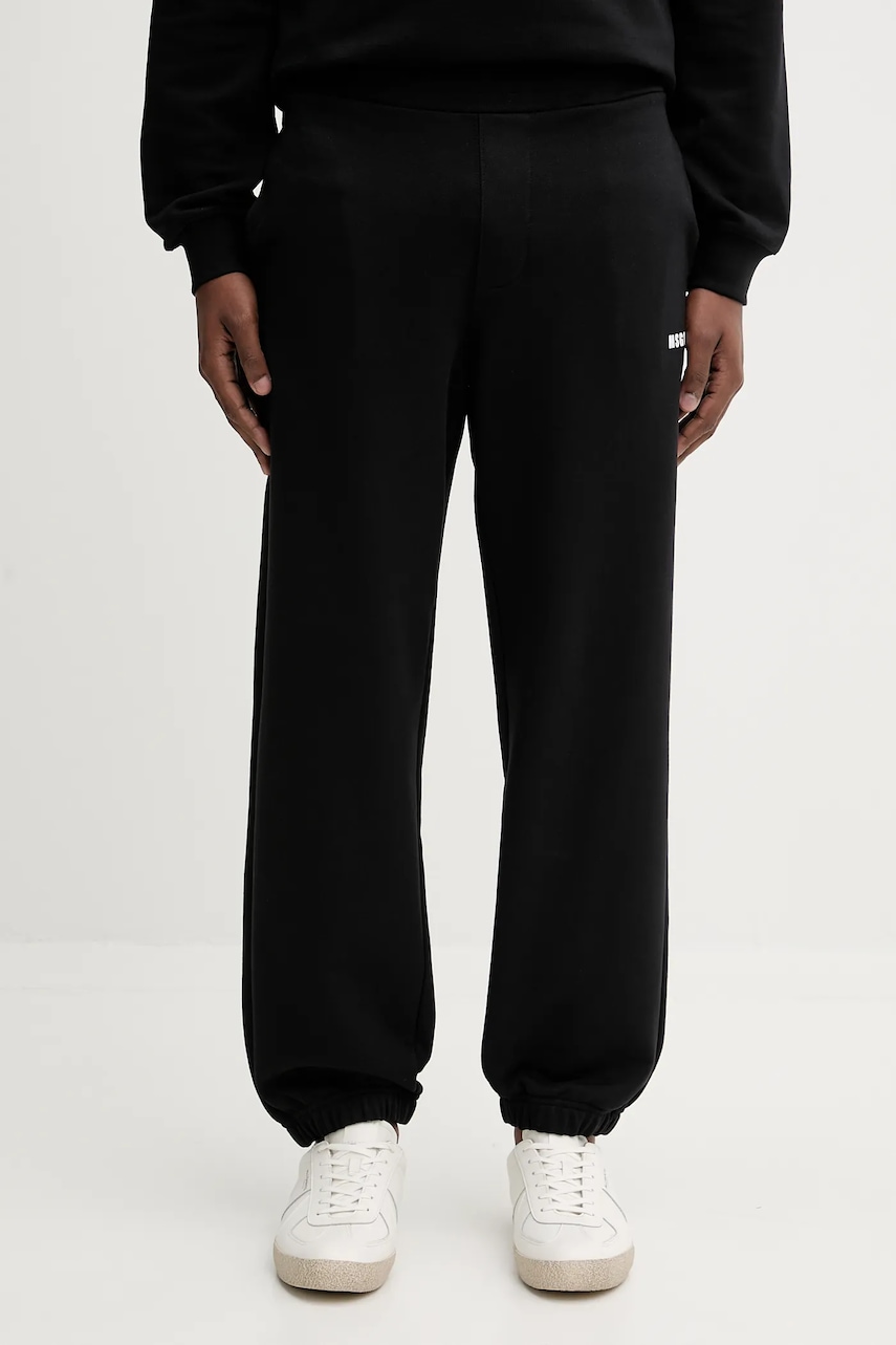 MSGM pantaloni de trening din bumbac culoarea negru, uni, 2000MP500.300000