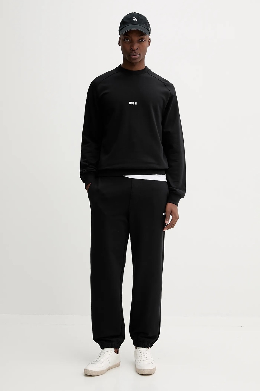 Хлопковые спортивные штаны MSGM цвет чёрный однотонные 2000MP500.300000