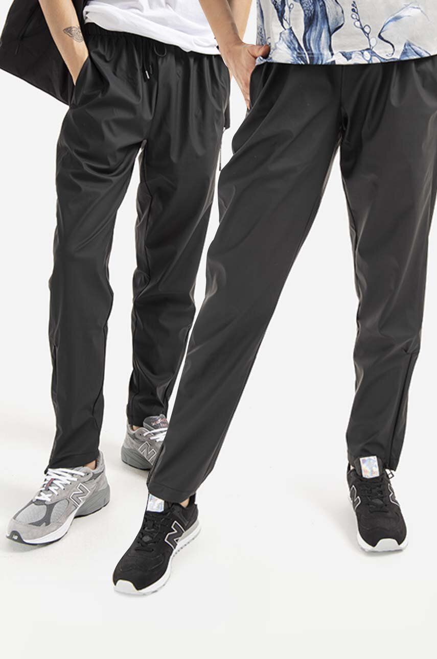 Rains pantaloni impermeabili Pants Slim culoarea negru, drept, high waist 18580.BLACK-BLACK