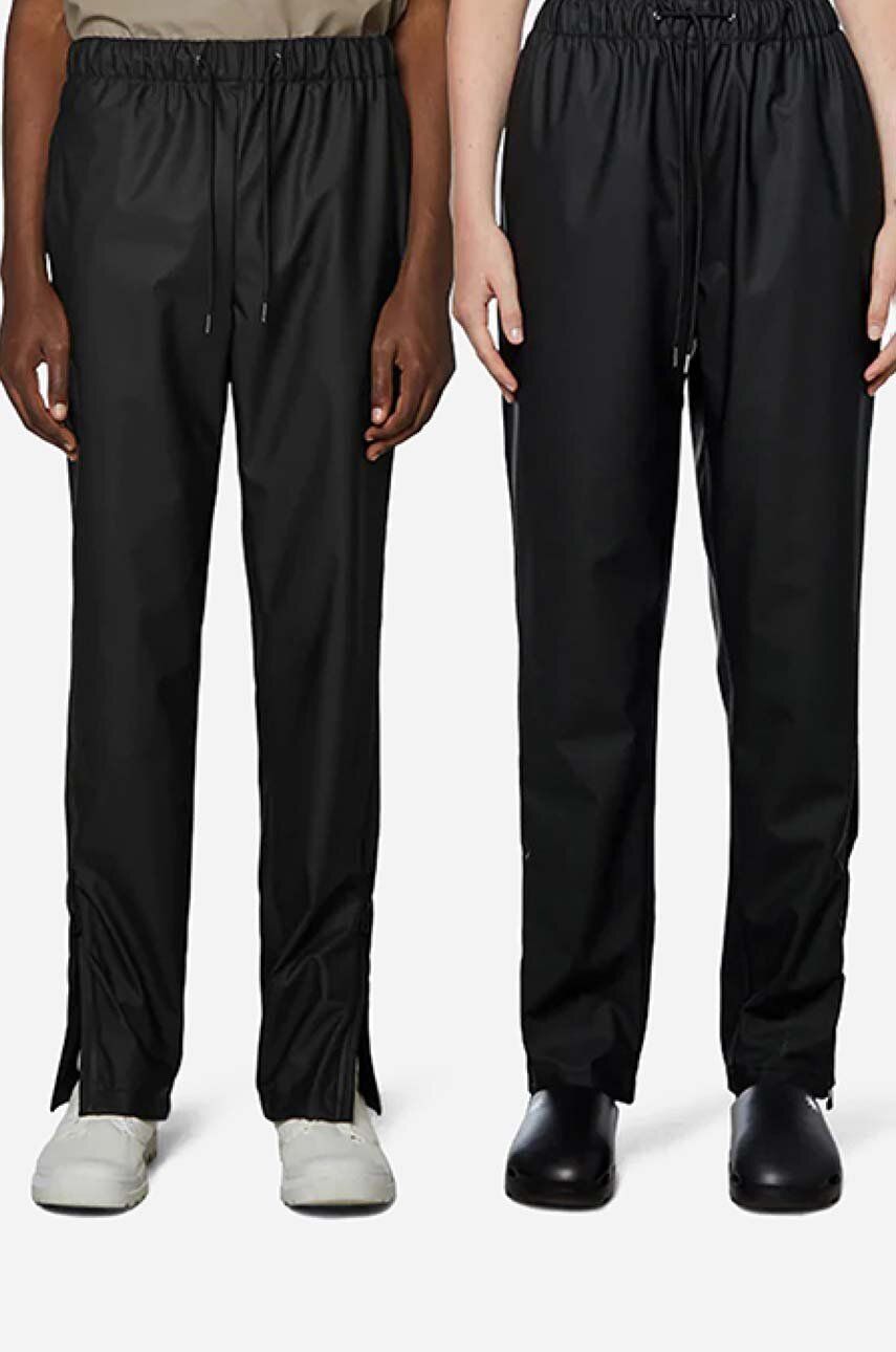 Rains pantaloni impermeabili Pants Slim culoarea negru, drept, high waist 18580.BLACKWOOD-BLACK.WOOD