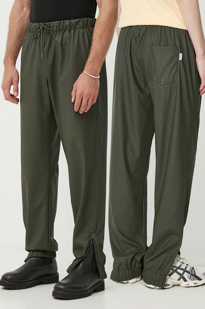 Rains pantaloni impermeabili 18560-GREEN Rain Pants Regular culoarea verde, drept, medium waist