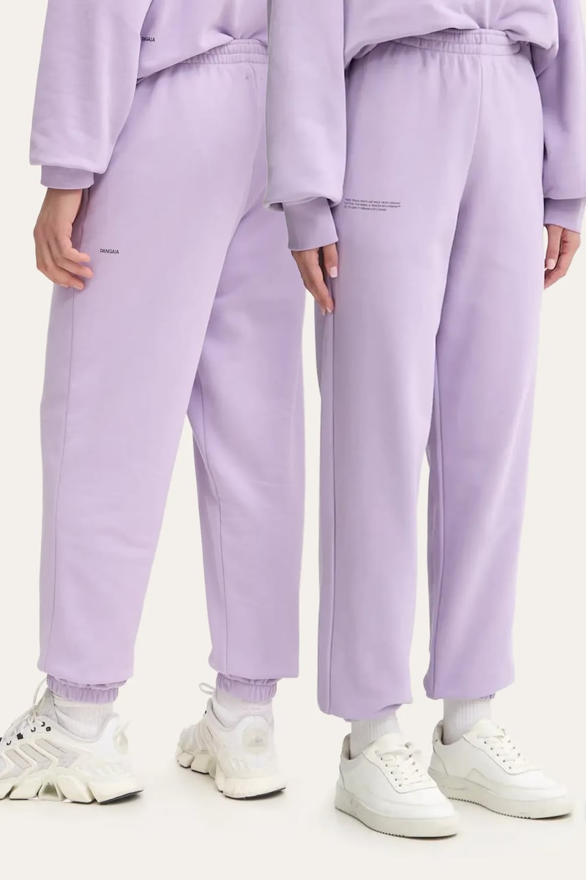 Pangaia pantaloni de trening din bumbac culoarea violet, neted