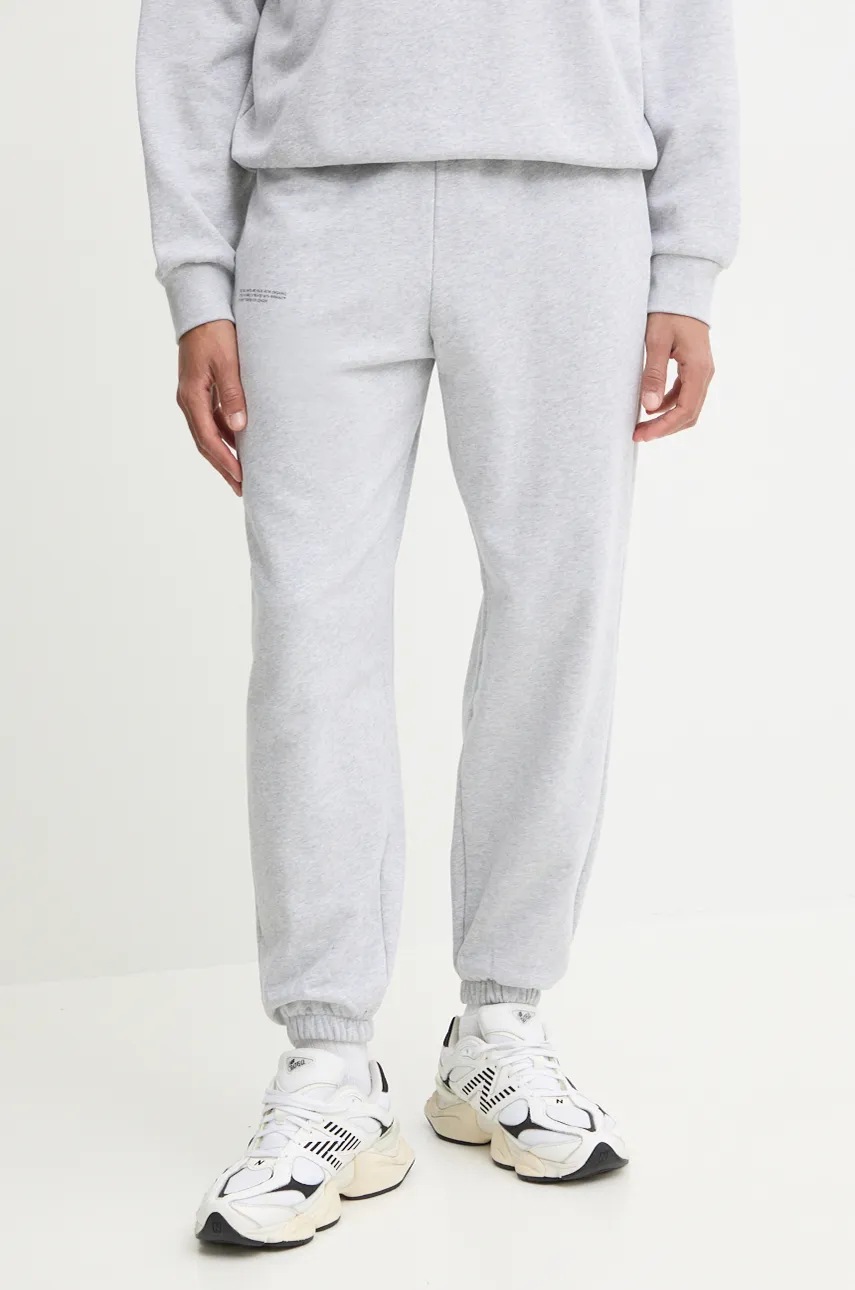 Pangaia pantaloni de trening din bumbac culoarea gri, neted