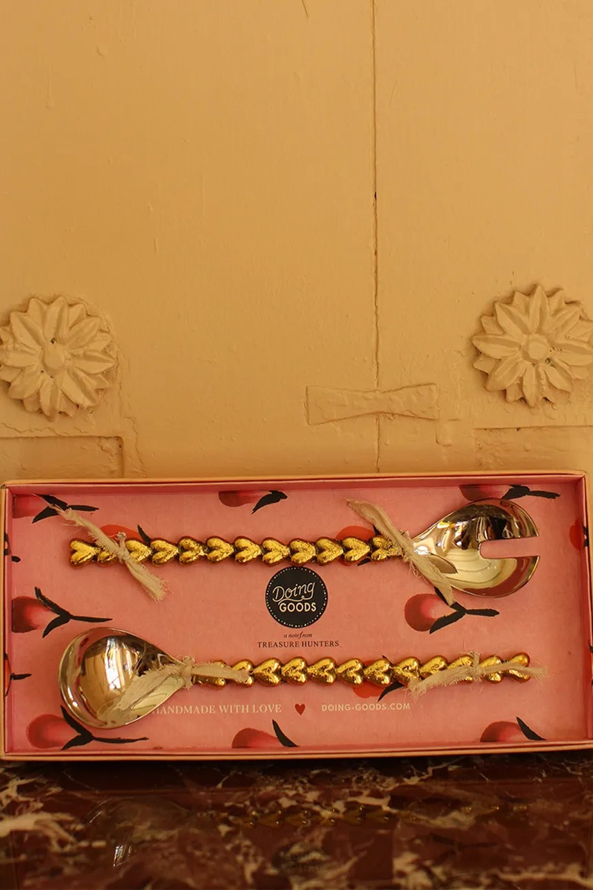 Κουτάλια σαλάτας Doing Goods Holly Heart 25 x 5,5 x 2,5 cm χρώμα: κίτρινο φωτογραφία