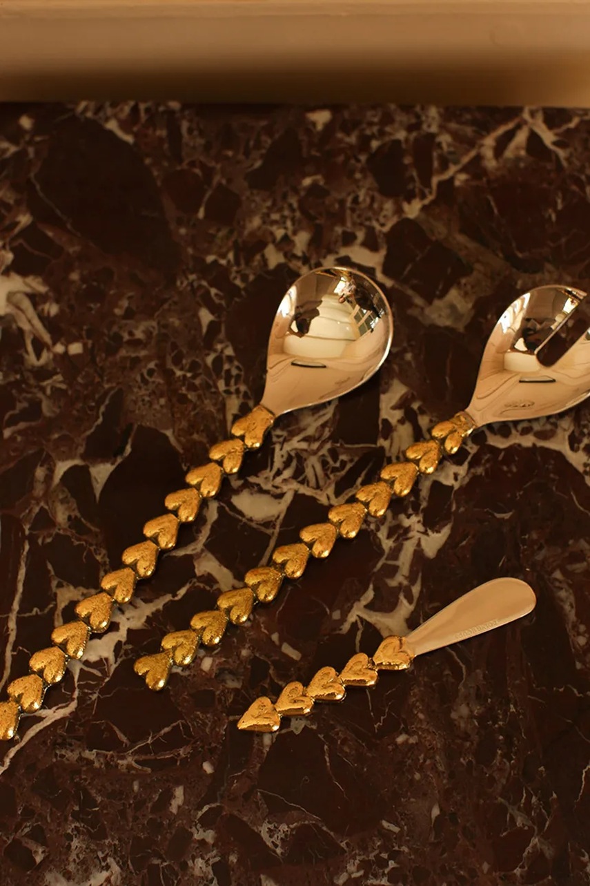 Κουτάλια σαλάτας Doing Goods Holly Heart 25 x 5,5 x 2,5 cm χρώμα: κίτρινο φωτογραφία