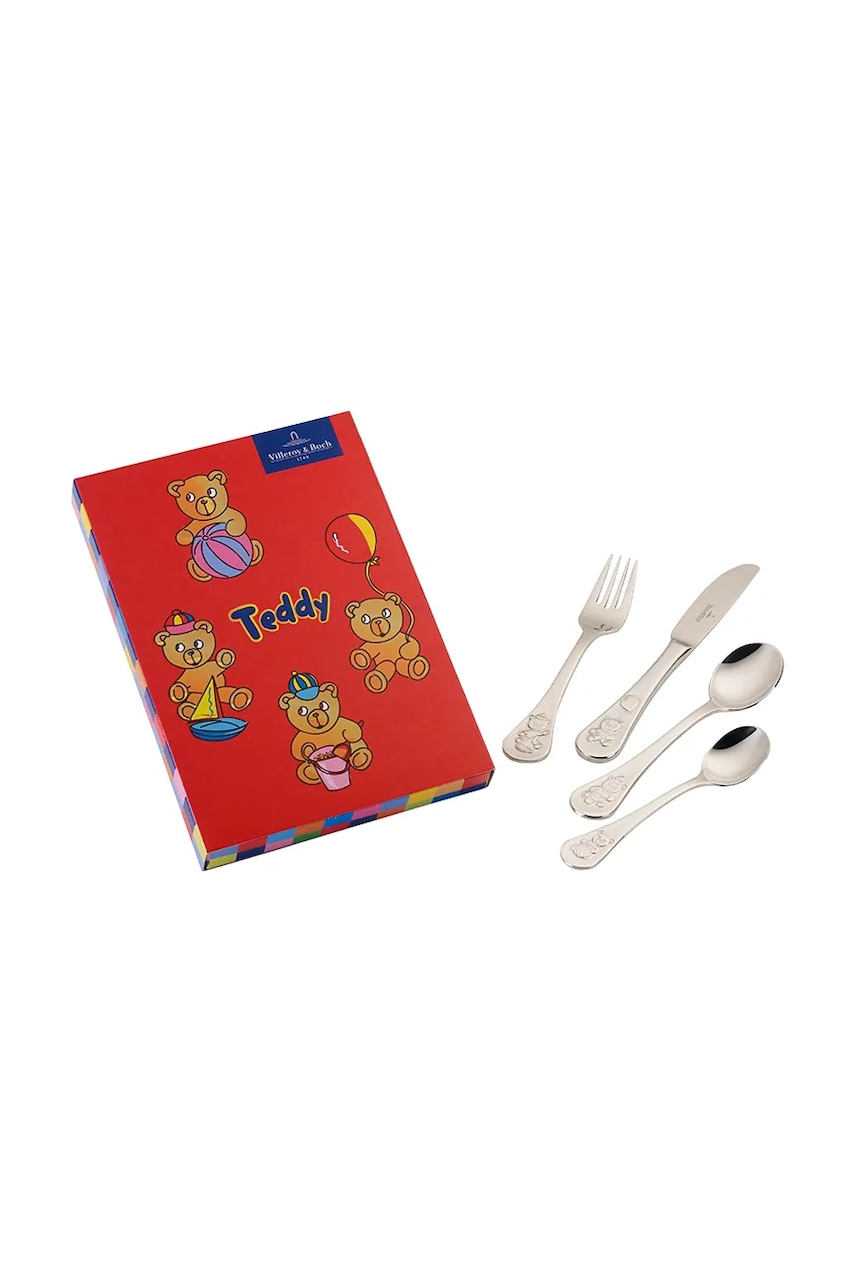 Villeroy & Boch set de tacâmuri pentru copii Teddy 4-pack culoarea gri Villeroy & Boch set de tacâmuri pentru copii Teddy 4-pack culoarea gri