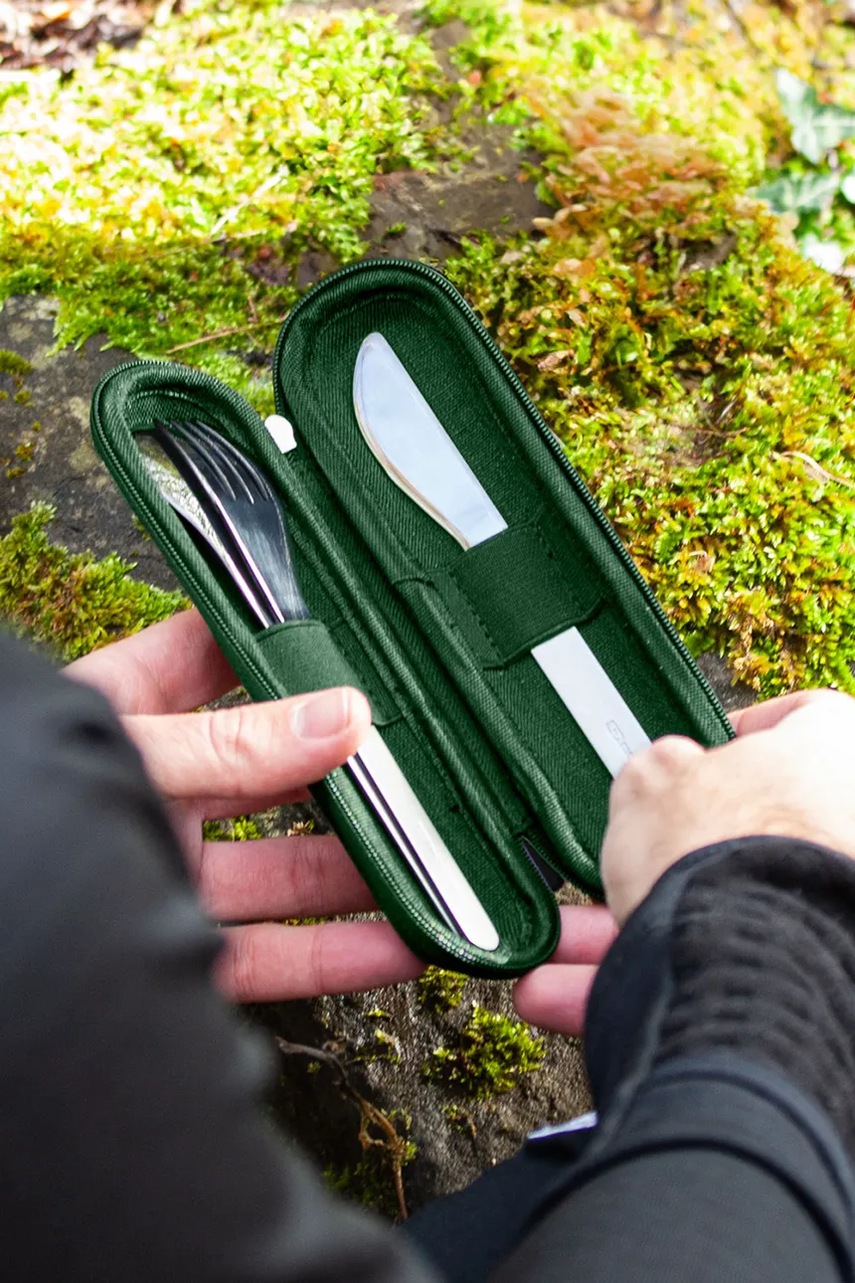 Σετ μαχαιροπήρουνων ταξιδιού Monbento Slim Nest 3-pack χρώμα: πράσινο φωτογραφία