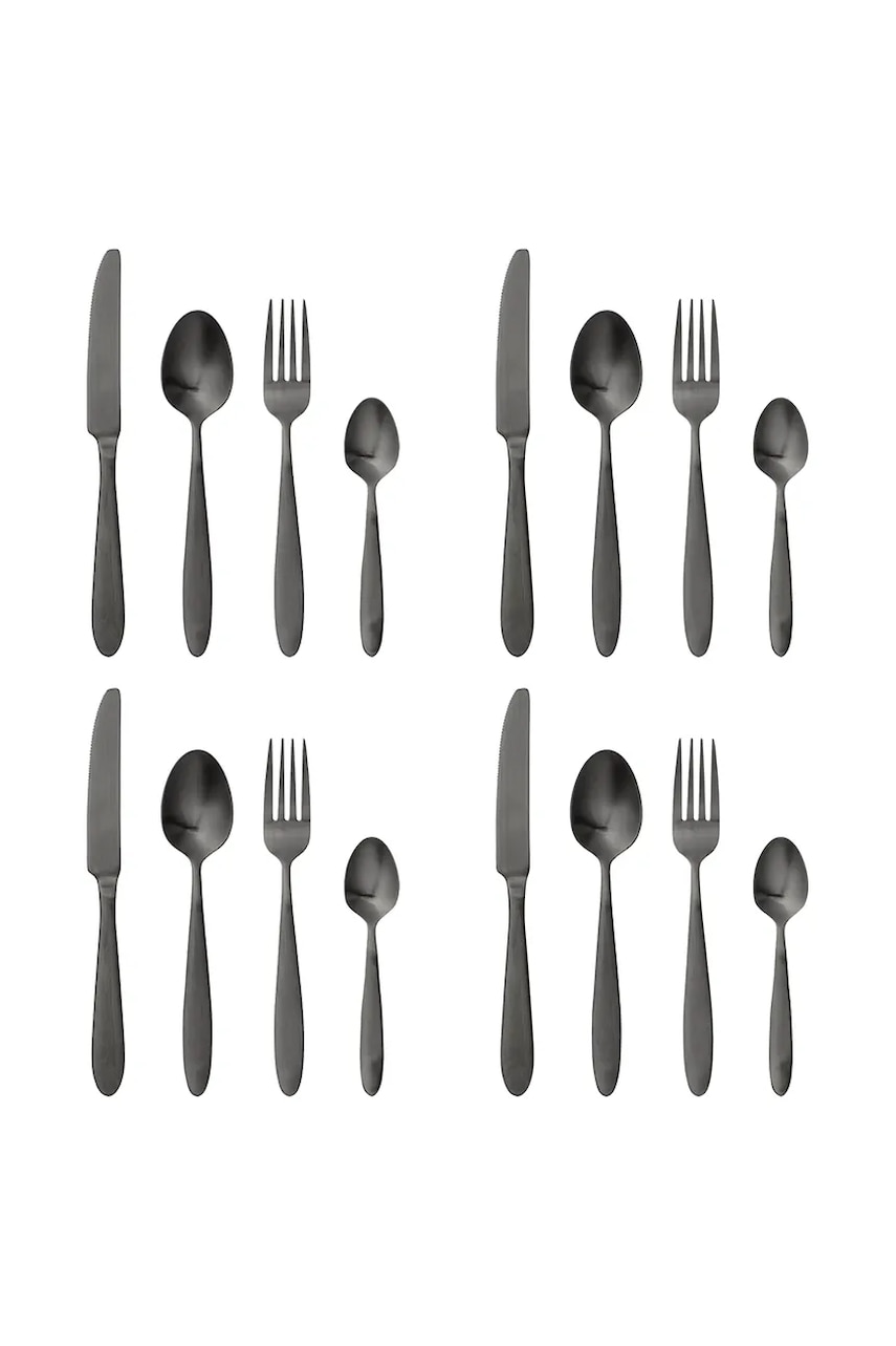 Bloomingville set de tacâmuri pentru 4 persoane Frea 16-pack culoarea negru