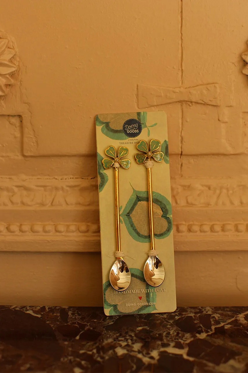 Κουταλάκι του γλυκού Doing Goods Lucky Clover 12,5 x 2,5 0,5 cm  2-pack φωτογραφία