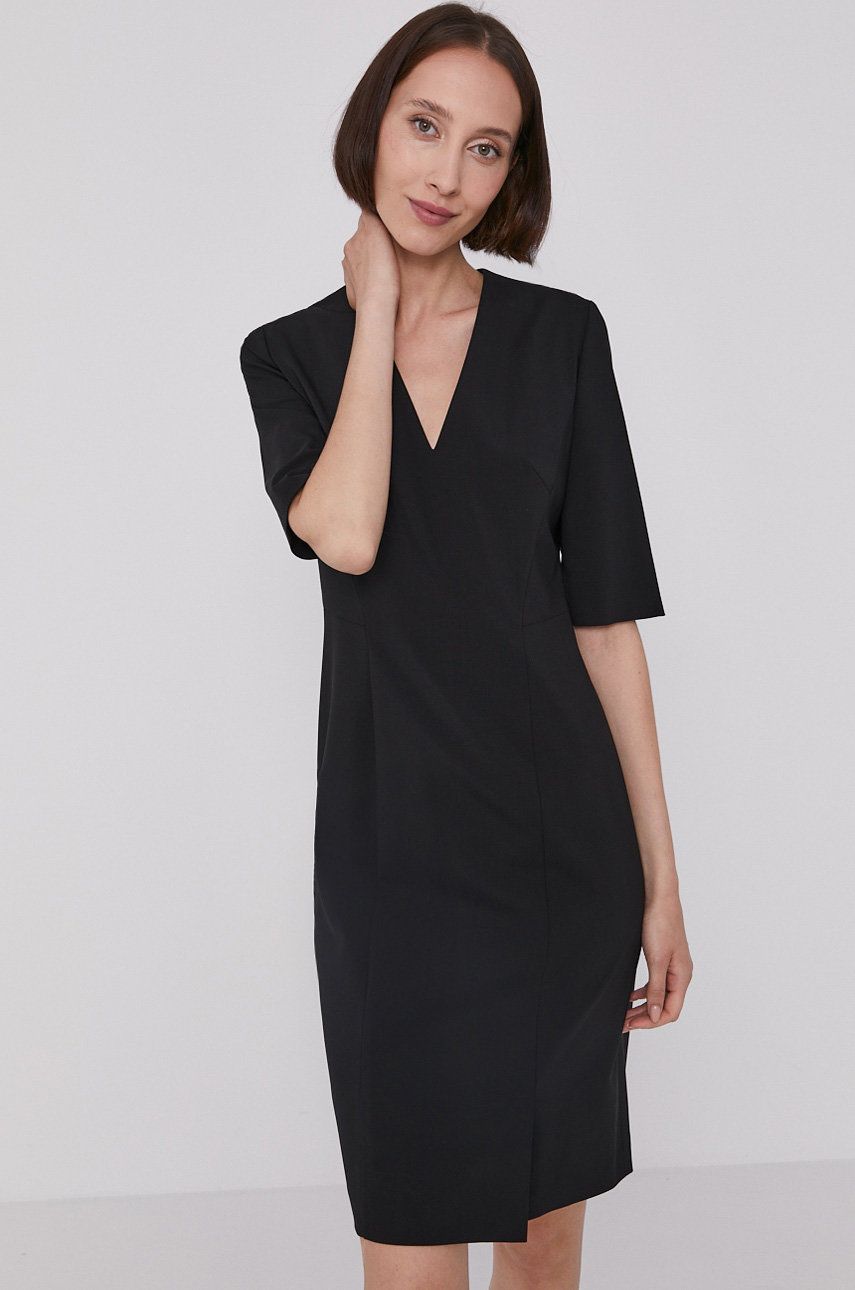 Boss Rochie culoarea negru, mini, model drept answear.ro imagine megaplaza.ro