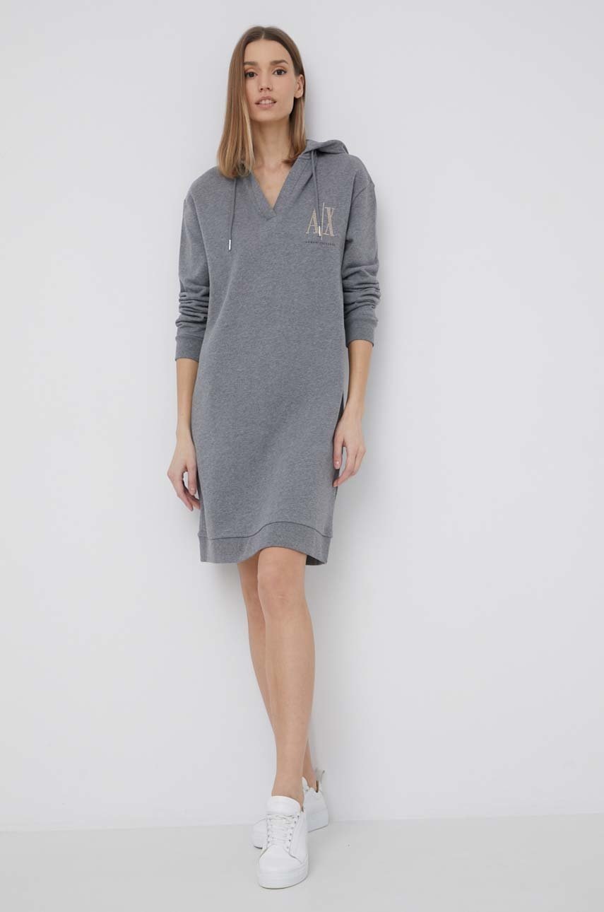 

Бавовняна сукня Armani Exchange колір сірий mini oversize