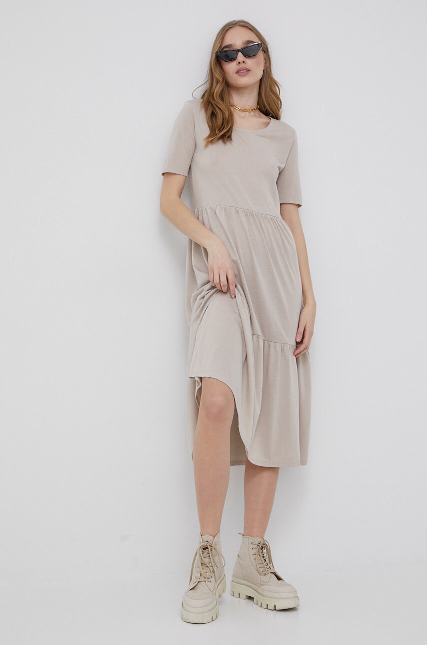 Jdy rochie culoarea bej, midi, evazati