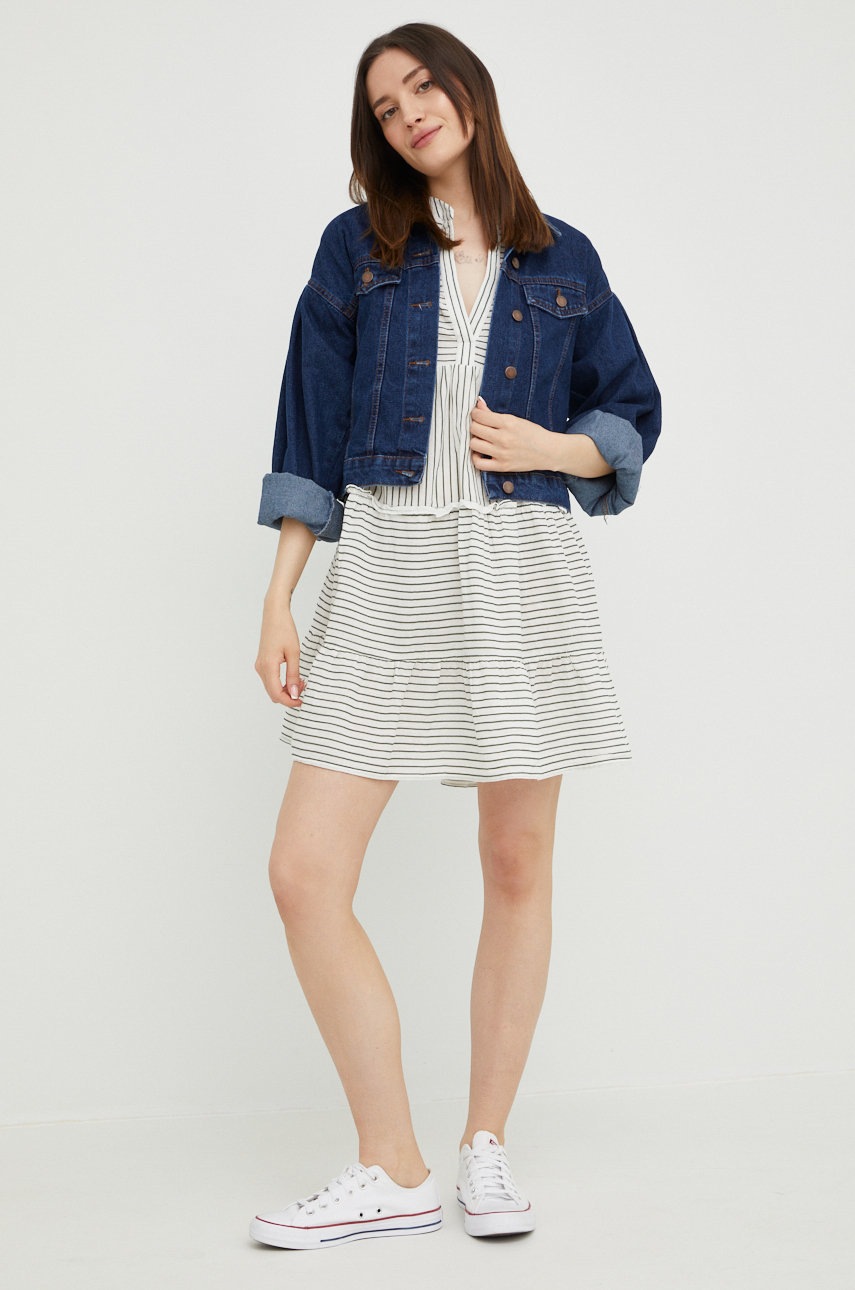 

Хлопковое платье Vero Moda цвет белый mini расклешённая