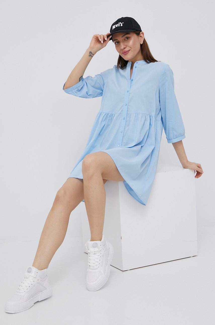 

Рокля Vero Moda къс модел разкроен модел, Син