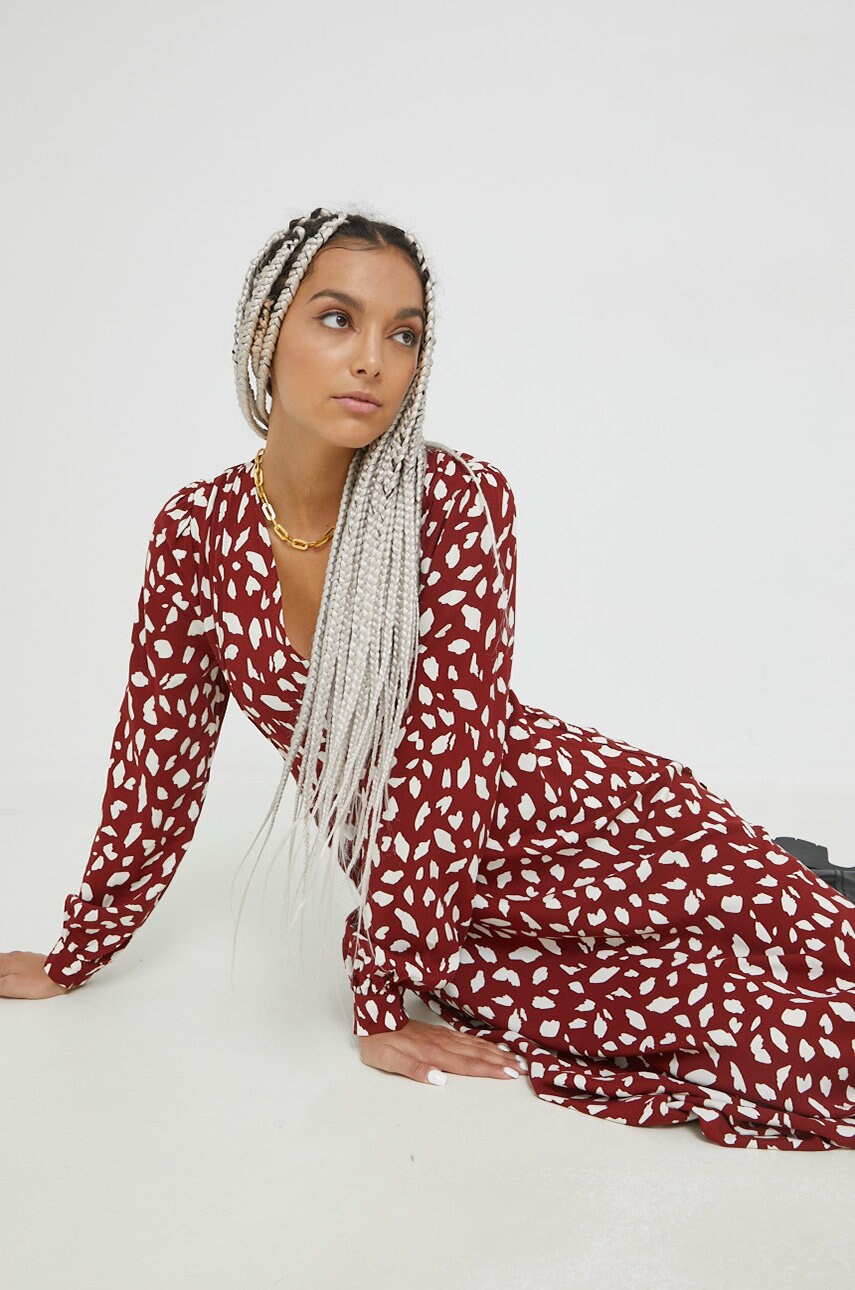Vila rochie culoarea bordo, maxi, drept