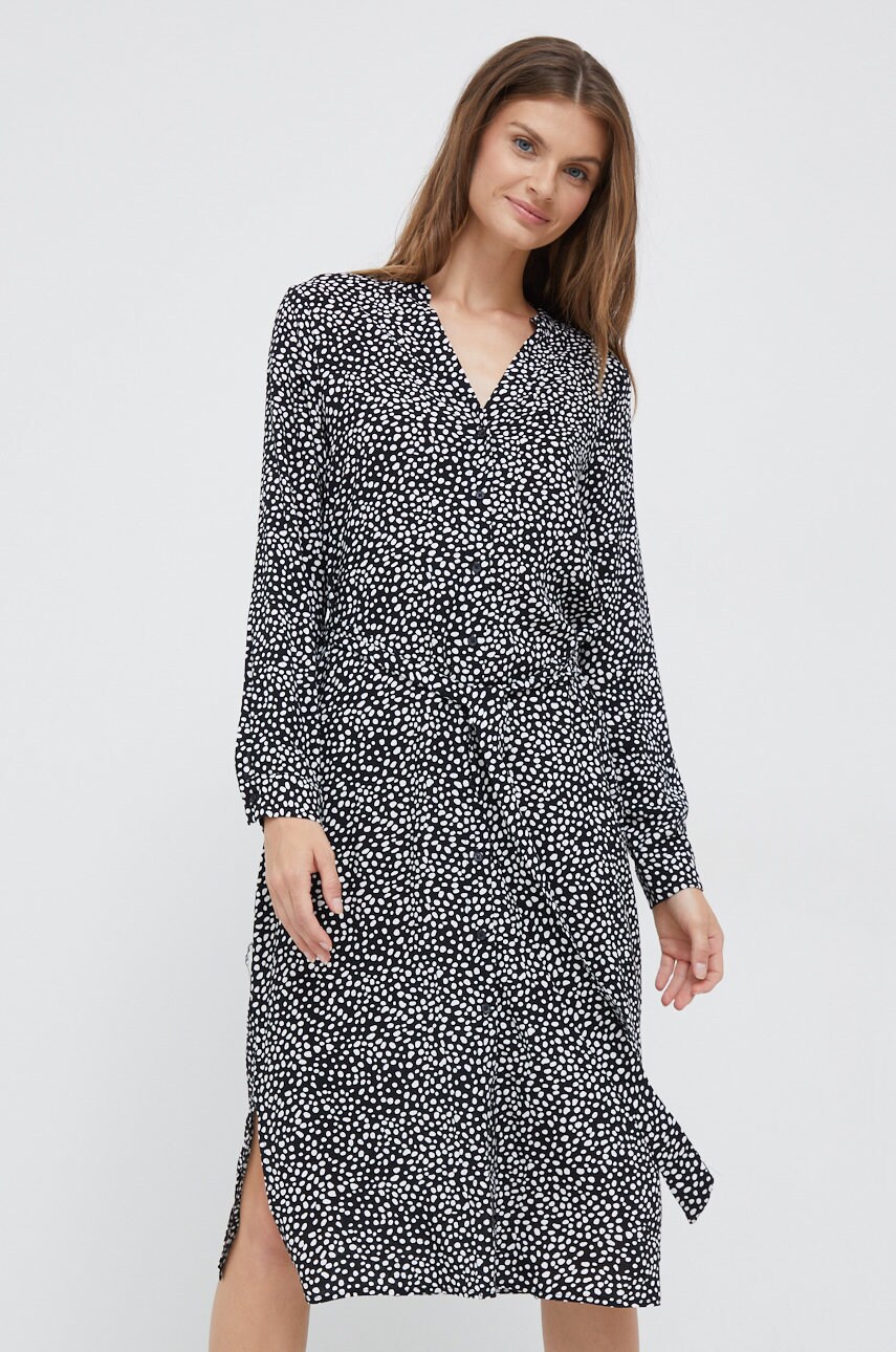 Vero moda rochie culoarea negru, midi, evazati