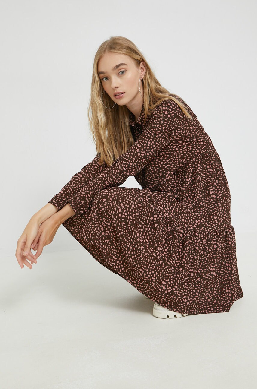 Jdy rochie culoarea maro, midi, evazati