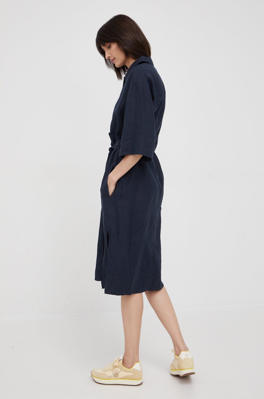 Льняна сукня Marc O'Polo колір синій mini oversize