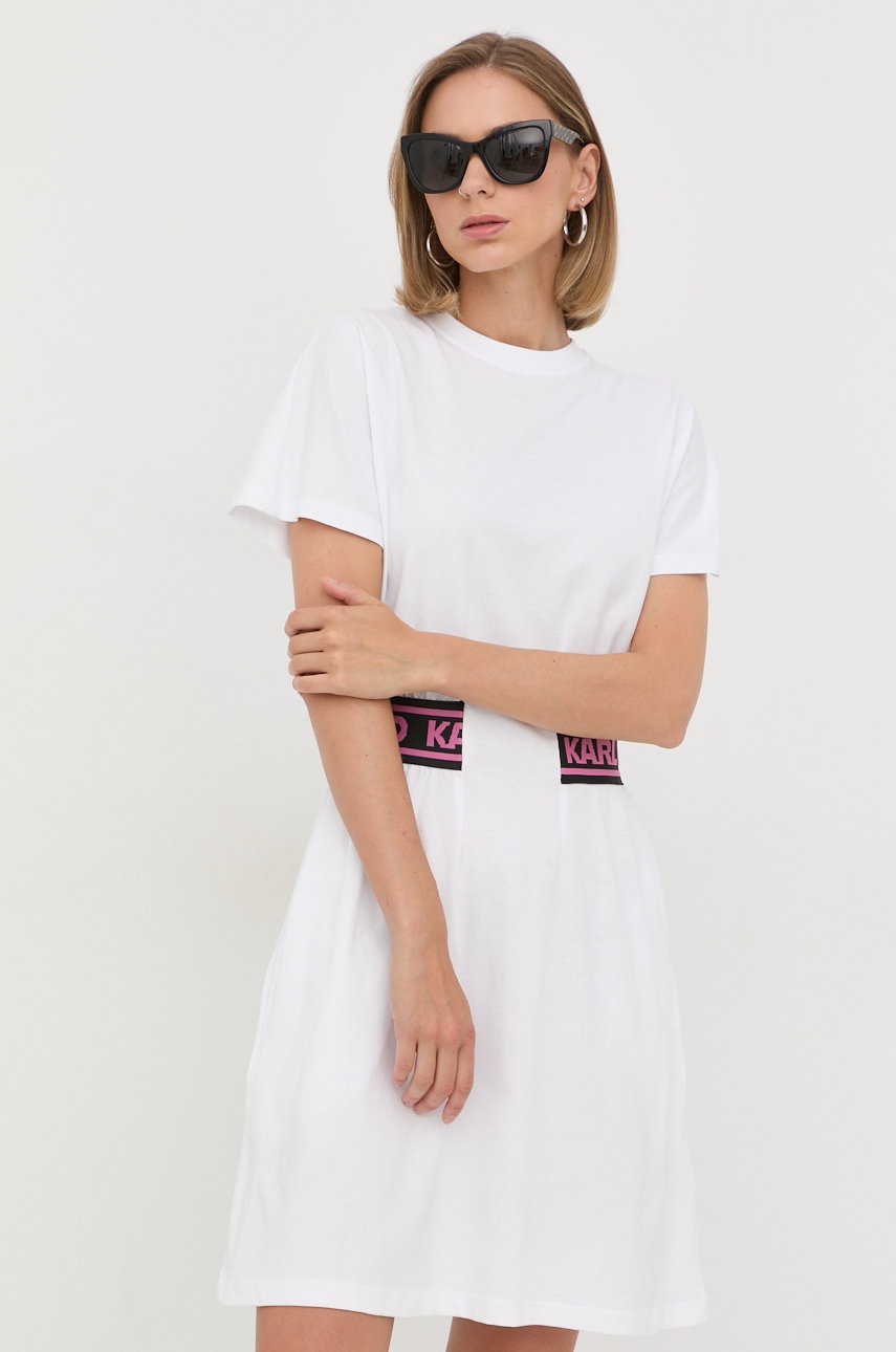 

Бавовняна сукня Karl Lagerfeld колір білий mini розкльошена