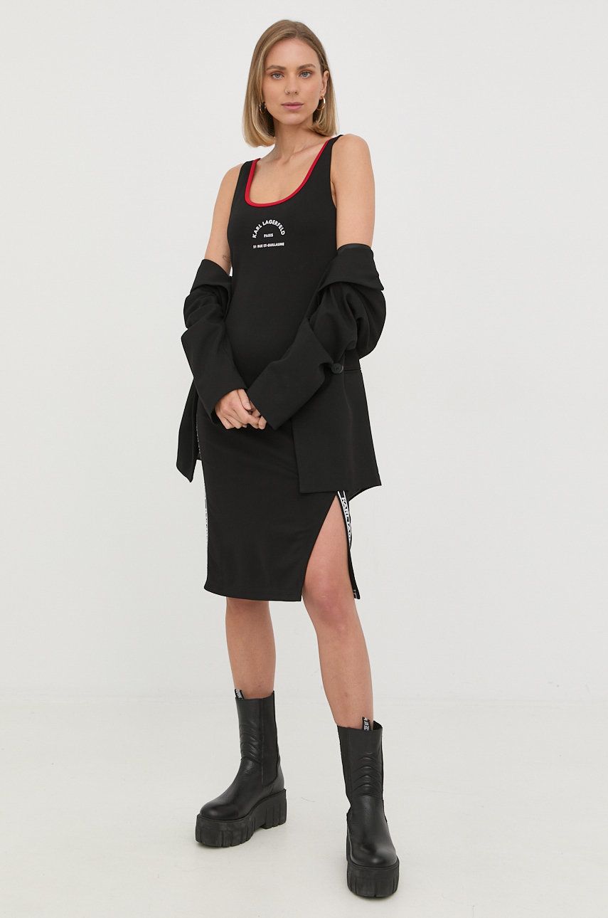 Karl Lagerfeld rochie culoarea negru, mini, mulata answear.ro imagine noua gjx.ro