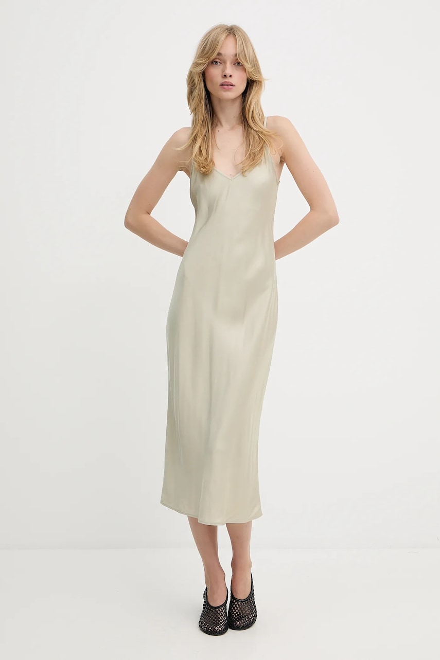 Samsoe Samsoe rochie culoarea negru, midi, drept