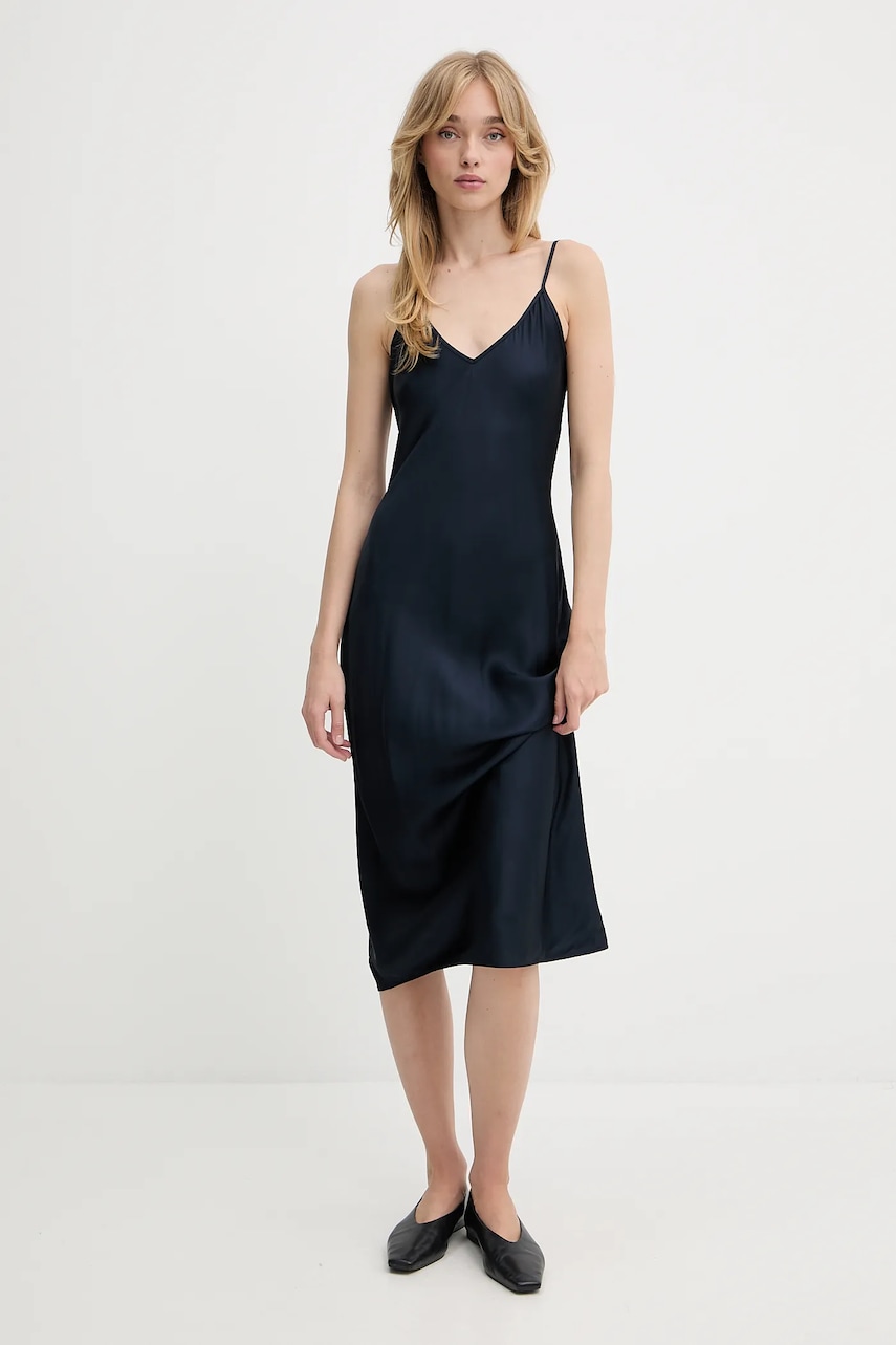 Samsoe Samsoe rochie culoarea negru, midi, drept