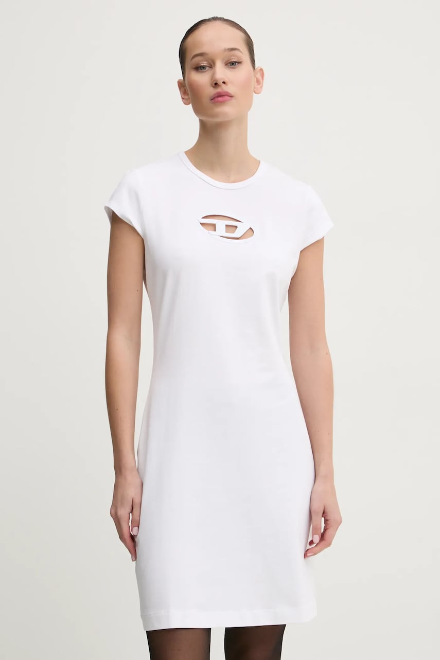 Diesel rochie D-ANGIEL culoarea alb, mini, drept, A06270.0AFAA Diesel rochie D-ANGIEL culoarea alb, mini, drept, A06270.0AFAA