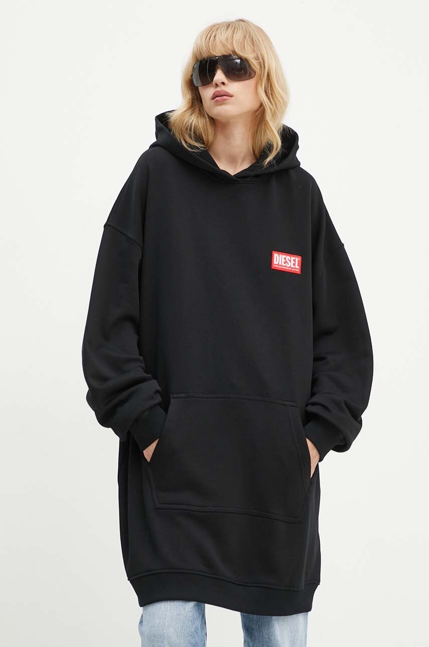 Diesel rochie D-BOXT-HOOD-LAB culoarea negru, mini, oversize, A14930.0ILAC