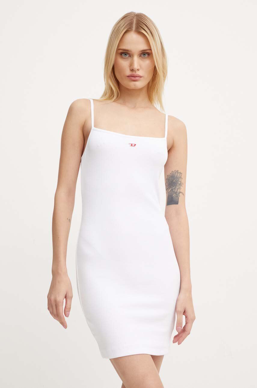 Diesel rochie D-MOKKY-LS-MICRODIV culoarea alb, mini, mulată, A14956.0EJAI