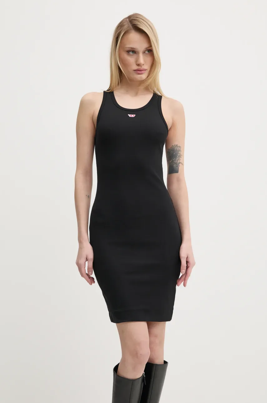 Diesel rochie D-TANK-LONG-D DRESS culoarea negru, midi, mulata, A15041.0EJAI