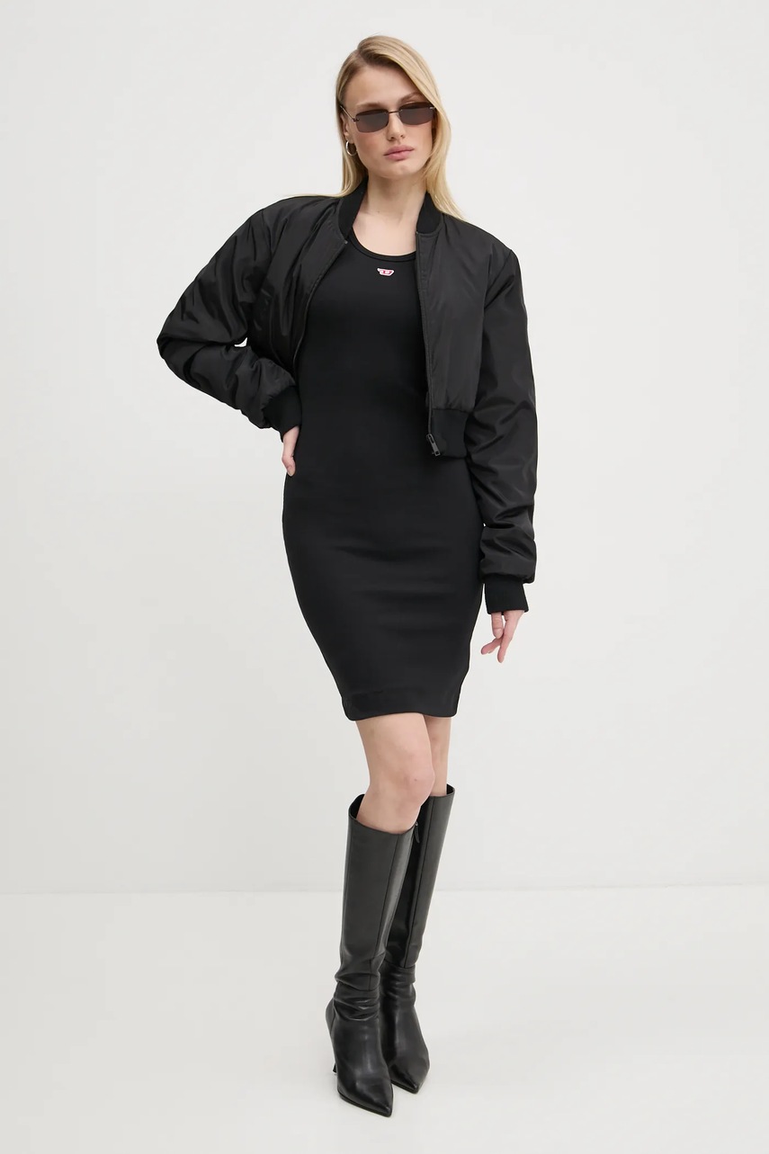 Φόρεμα Diesel D-TANK-LONG-D DRESS χρώμα: μαύρο, A15041.0EJAI φωτογραφία