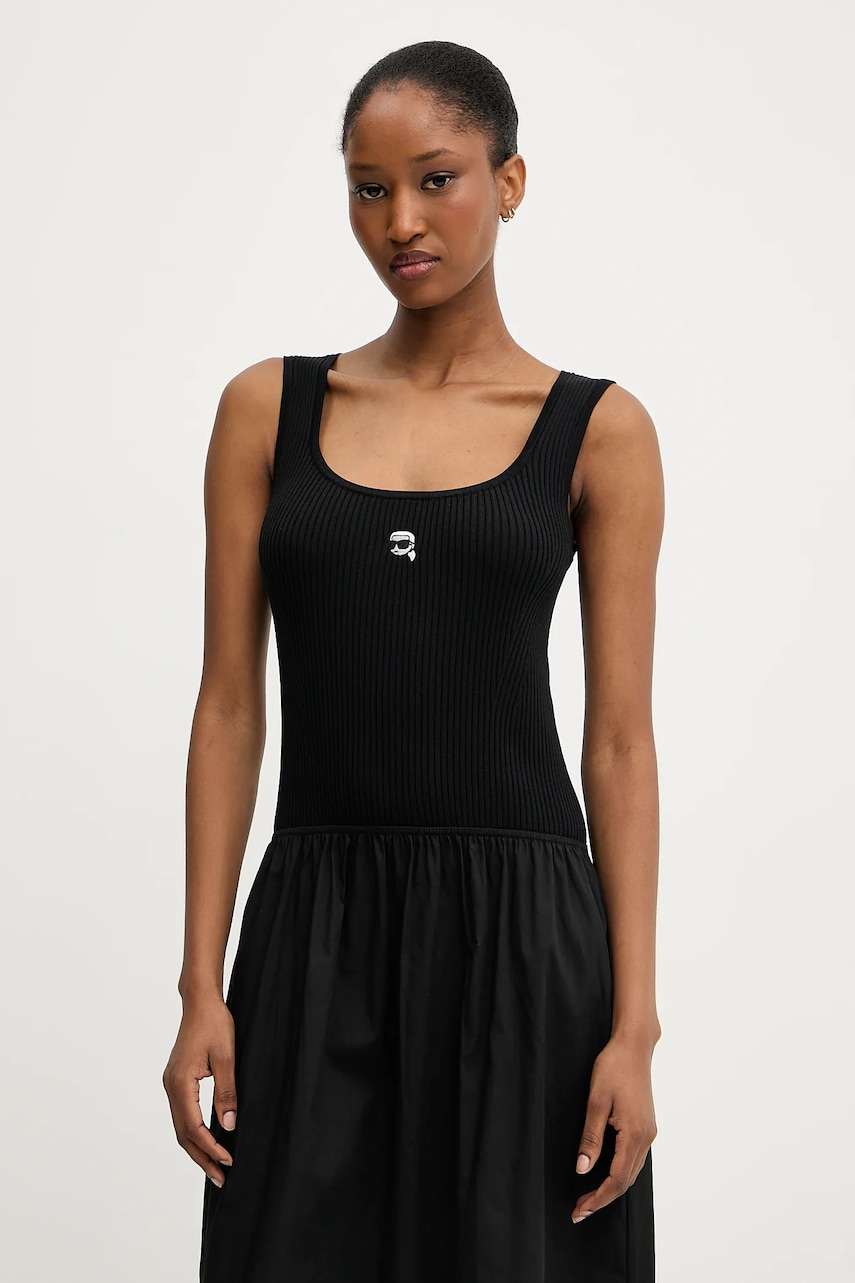 Сукня Karl Lagerfeld колір чорний midi розкльошена A3W13037