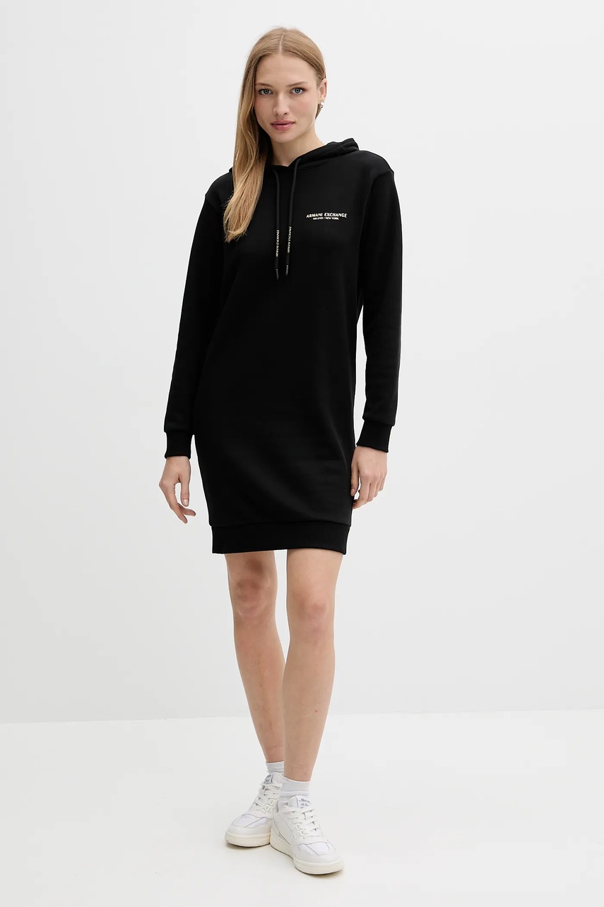 Бавовняна сукня Armani Exchange колір чорний mini пряма XW001453 AF10830
