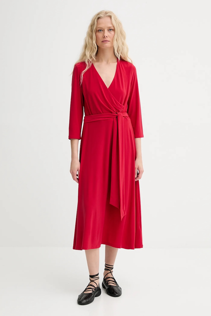 Льняна сукня Renewed creative upcycling колір червоний midi розкльошена Renewed INTU x Answear
