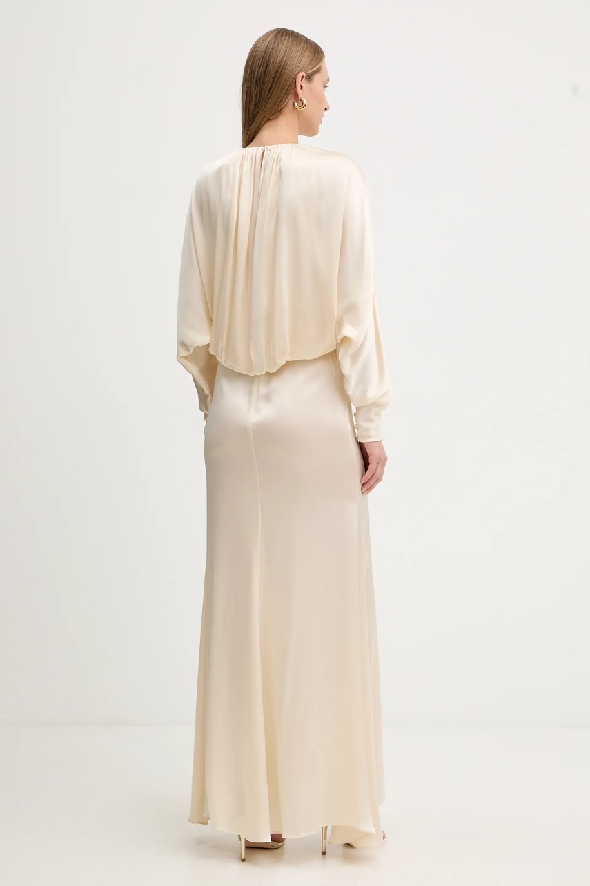 Сукня з додаванням шовку Twinset колір бежевий maxi розкльошена 252TS2200