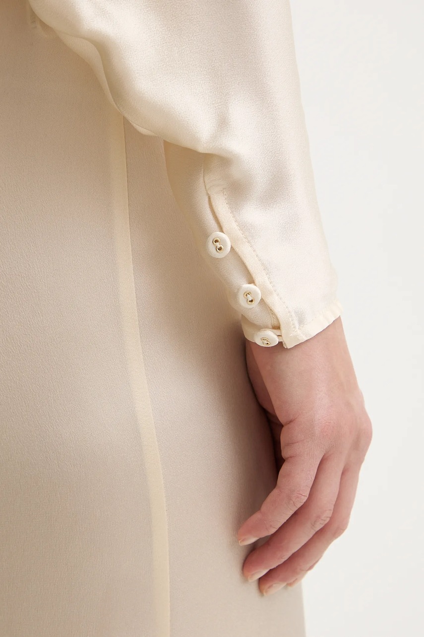 Сукня з додаванням шовку Twinset колір бежевий maxi розкльошена 252TS2200