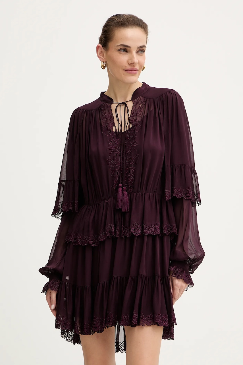 Сукня з віскози Twinset колір бордовий mini пряма 252TS2296