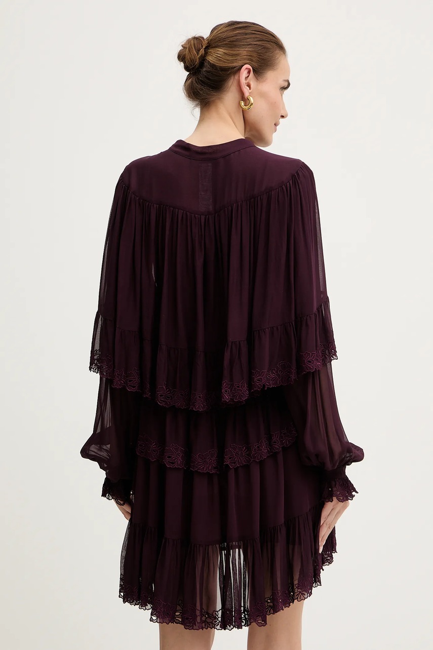 Сукня з віскози Twinset колір бордовий mini пряма 252TS2296