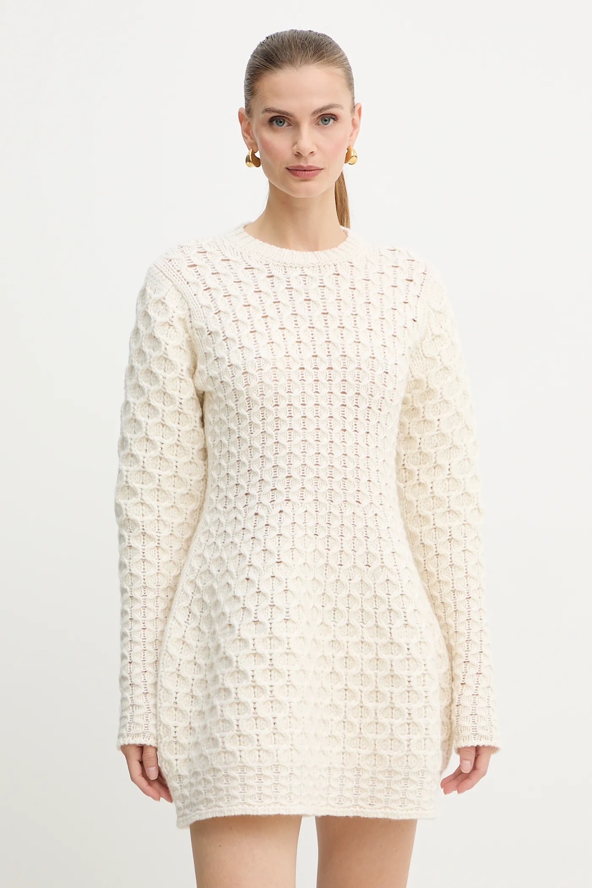 Levně Vlněné šaty Twinset béžová barva, mini, 252TS3160