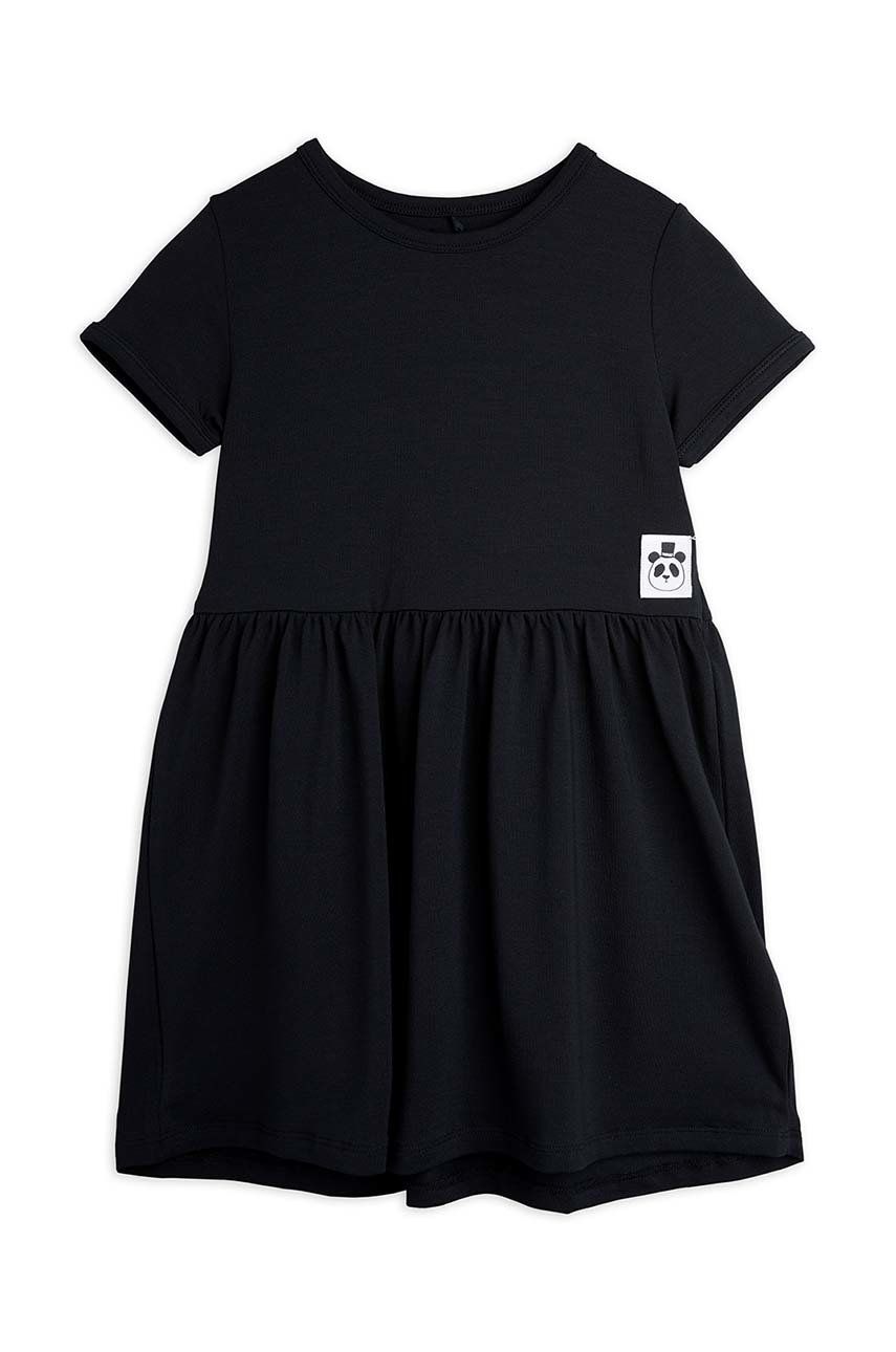 Dívčí šaty Mini Rodini černá barva, mini, áčková - černá -  5% Elastan