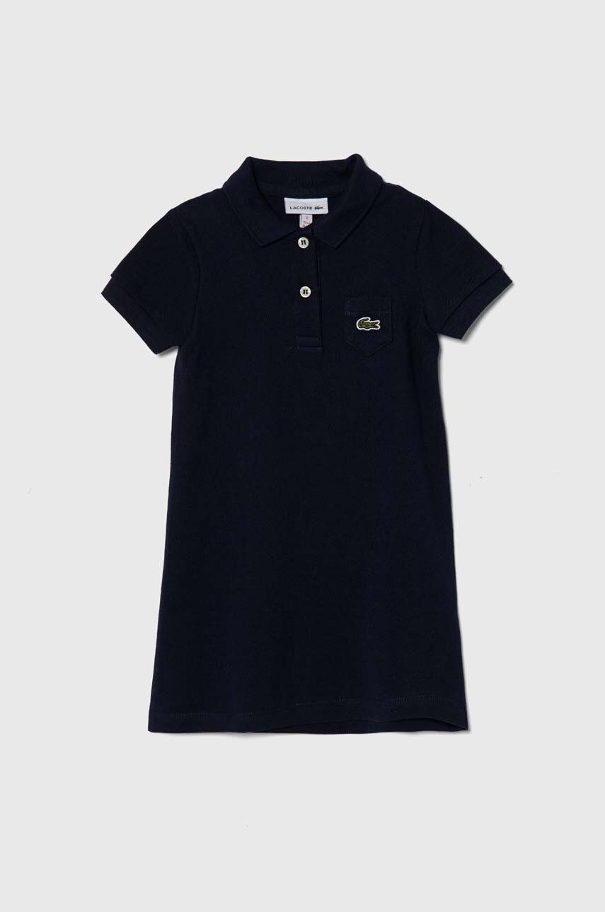 Хлопковое детское платье Lacoste цвет синий mini прямое Хлопковое детское платье Lacoste цвет синий mini прямое