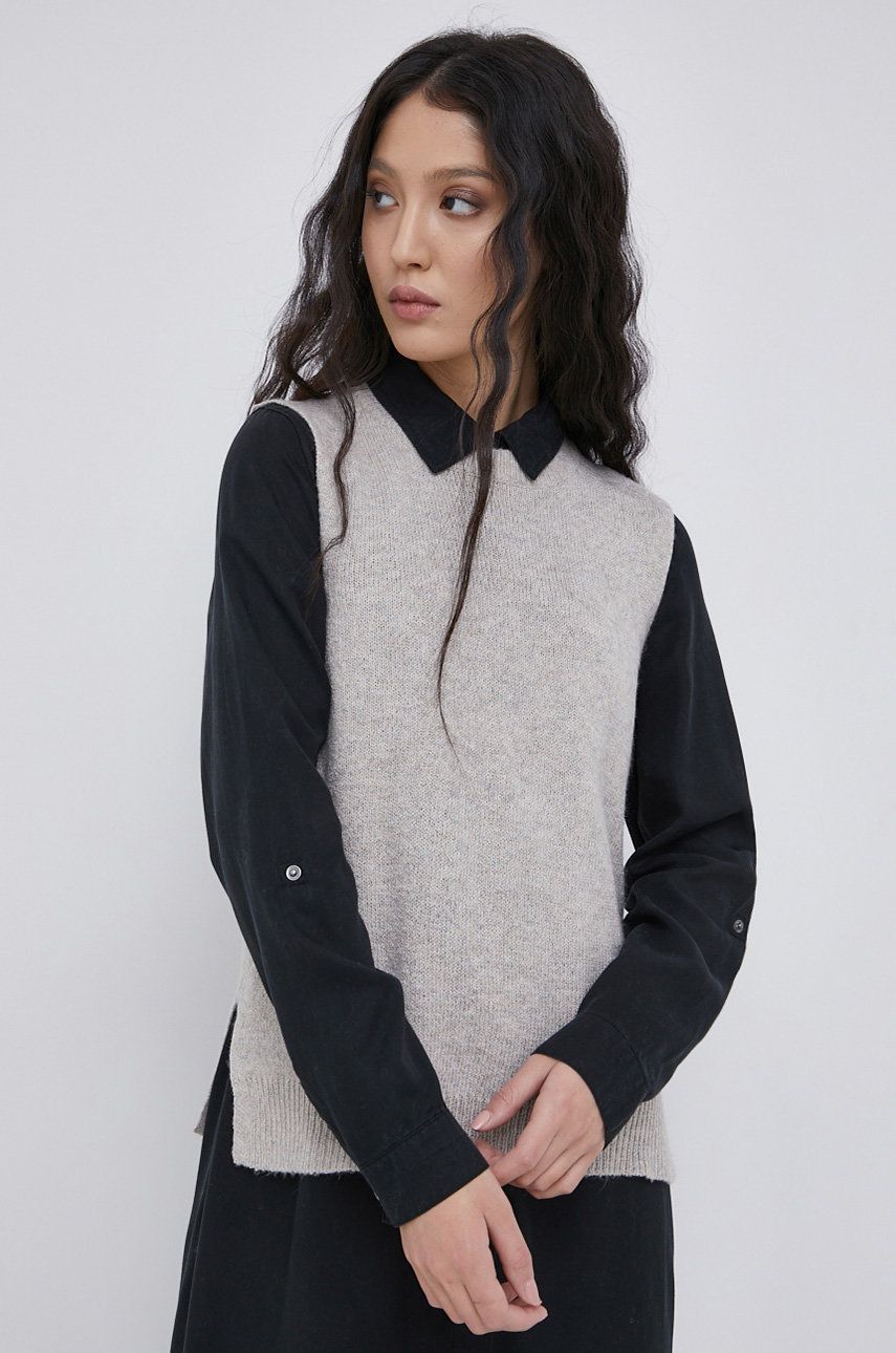Jacqueline de Yong Vestă femei, culoarea gri, light answear imagine noua