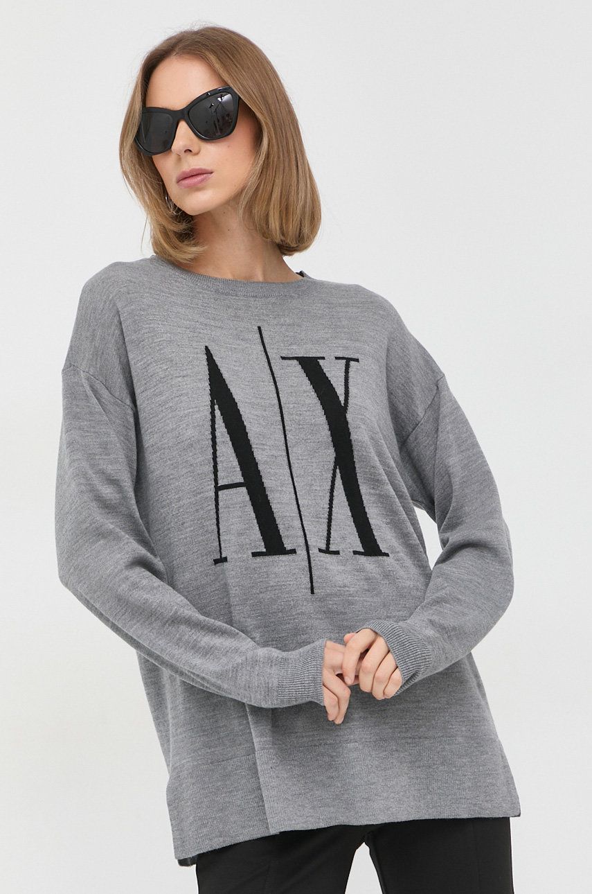 Armani Exchange sweter damski kolor szary lekki
